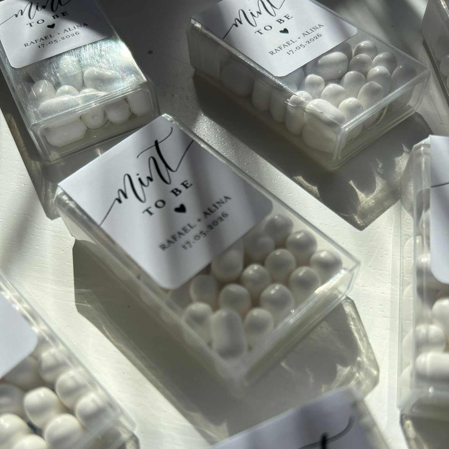 Mărturii „Mint To Be” personalizate pentru nuntă 🍬